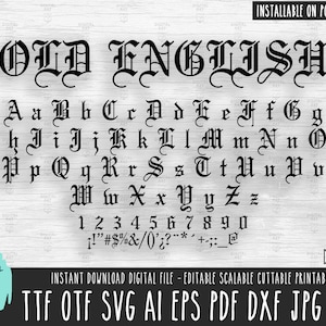 Old English classic 1 font svg ttf otf, klassische englische installierte Schriftart in MAC und PC, englischer Buchstabe Cricut, Procreate, englisches Alphabet 145