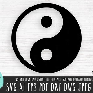 Símbolo clássico de Yin Yang svg, clipart de Yin Yang, arquivo de corte para impressão de Yin Yang, silhueta de Yoga Indi Cricut, dualismo equilíbrio mantra digital 473