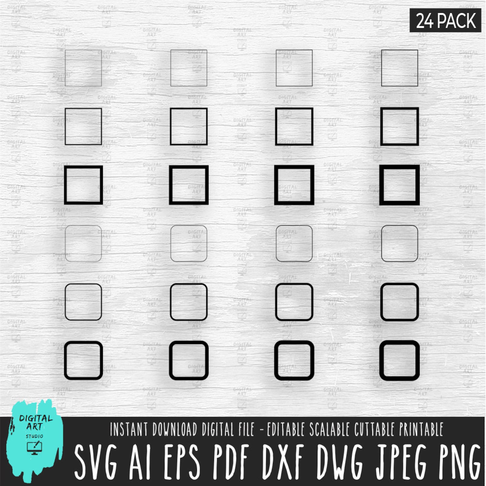 Simple Square Svg SQUARE SVG, Square Outline Svg, Rounded Square Frame Png, Instant ...