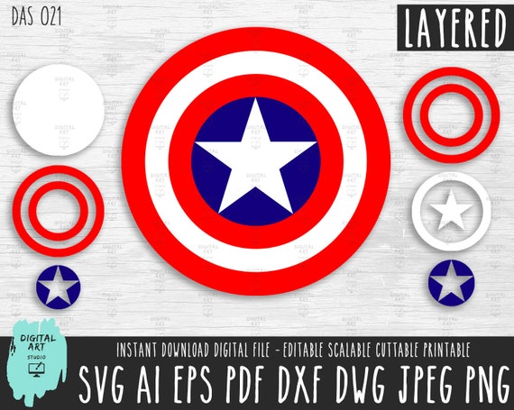 Captain America Shield Svg Layered Logocaptain America Shield Etsy
