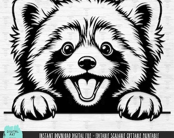 Peeking Red Panda excited SVG, Wild Life Stencil PNG DXF Cut File (Digital Download)