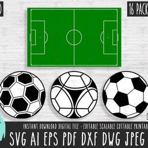 15 Soccer Ball & field pack logo layered SVG, Soccer ball vector file, Soccer ball Cricut/Silhouette/Procreate digital download pdf png 201