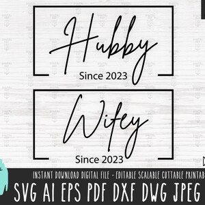 MĄŻ ŻONA Od 2023 r. pakiet svg Żona Mąż od 2023 r. png Mąż Pan Młody wektor cutfile Żona Panna Młoda clipart Żona cyfrowe pobieranie Para 650