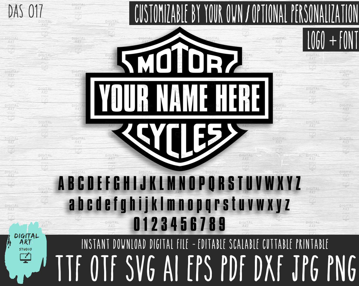 Harley Davidson logo Template and font installable in PC/Mac Etsy
