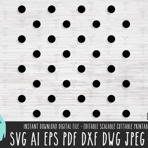 Puede incluir: Un archivo digital para un diseño con un patrón de círculos negros sobre un fondo blanco. El diseño tiene la forma de un diamante. El archivo está disponible en los formatos SVG, AI, EPS, PDF, DXF, DWG, JPEG y PNG.