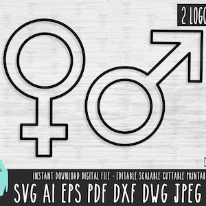 Weiblich MANN Zeichen Pack SVG, weiblich männlich Umriss Symbol Vektor-Datei, Mann Zeichen Umriss Cricut Silhouette, Frau Emblem Digital Download png 414