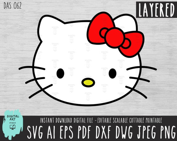Hello Kitty Svg Instant download Hello kitty layered svg | Etsy