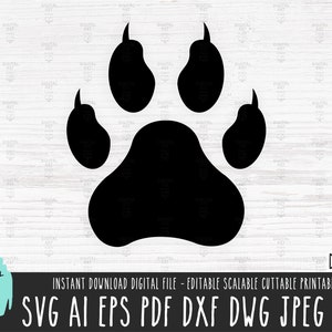 CAT paw svg Cat PAW png Paw vector Silhouette Cricut CAT footprint png digital download Animal track cut file Feline footprint dxf pdf 636
