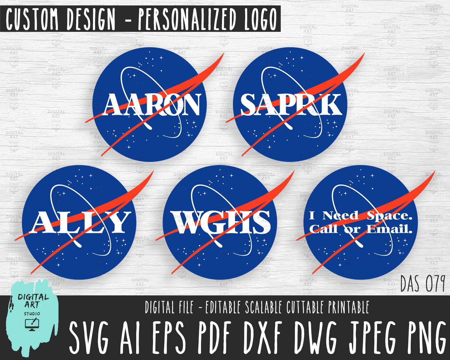 Embellishments Materials Card Making & Stationery NASA Style Logo NameText  Custom Digital Design SVG Nasa Personalized vector digital file 079 Create  your own Custom NASA logo vector file hamaguri.co.jp