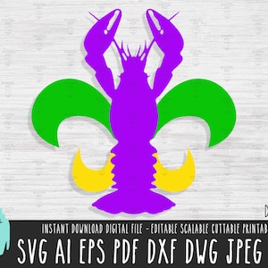 Fleur de lys d'écrevisse en couches fichier vectoriel SVG Fleur de Liz écrevisse Lily Cricut/Silhouette/Procreate, téléchargement numérique Fleur de la Nouvelle-Orléans 240