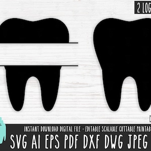 Pack monogramme des dents et des dents SVG, fichier vectoriel silhouette, dents Cricut/Silhouette/Procreate, téléchargement numérique dent png dxf pdf 548