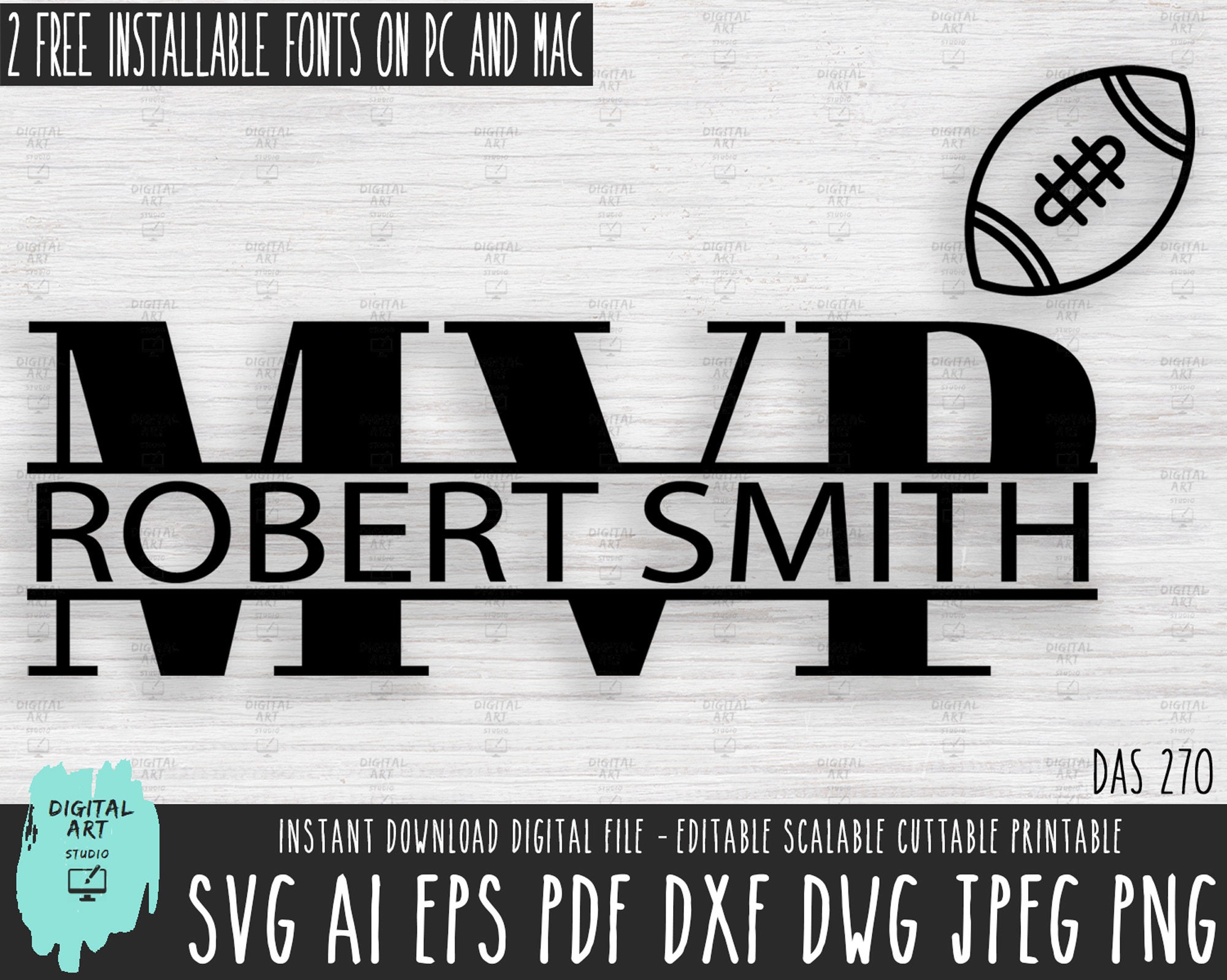 Football MVP Monogram SVG, Team Vector File (digital Download) - Etsy