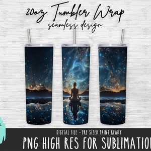 YOGA asana 20oz Skinny Tumbler SEAMLESS WRAP design png stampa Full Wrap Download digitale om meditazione posa Wrap Alta sublimazione uv dtf 831