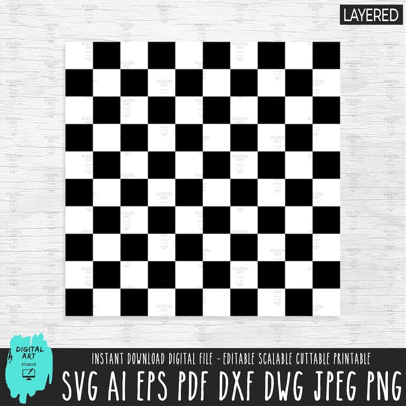 Black and White Checker Pattern SVG, Seamless Checkerboard Vector ...