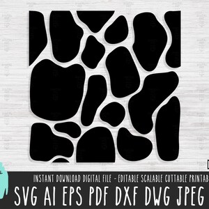 May include: Black and white abstract pattern with irregular shapes resembling a stone or rock texture. This digital file is available for download in SVG, AI, EPS, PDF, DXF, DWG, JPEG, and PNG formats.