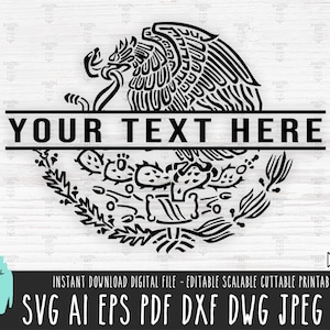 MEXICAN Eagle MONOGRAM Svg Aguila Mexicana Cut File Mexican Flag Coat Of Arms Eagle Snake Hawk Bird Vector Files Clipart Mexico Flag Svg 654