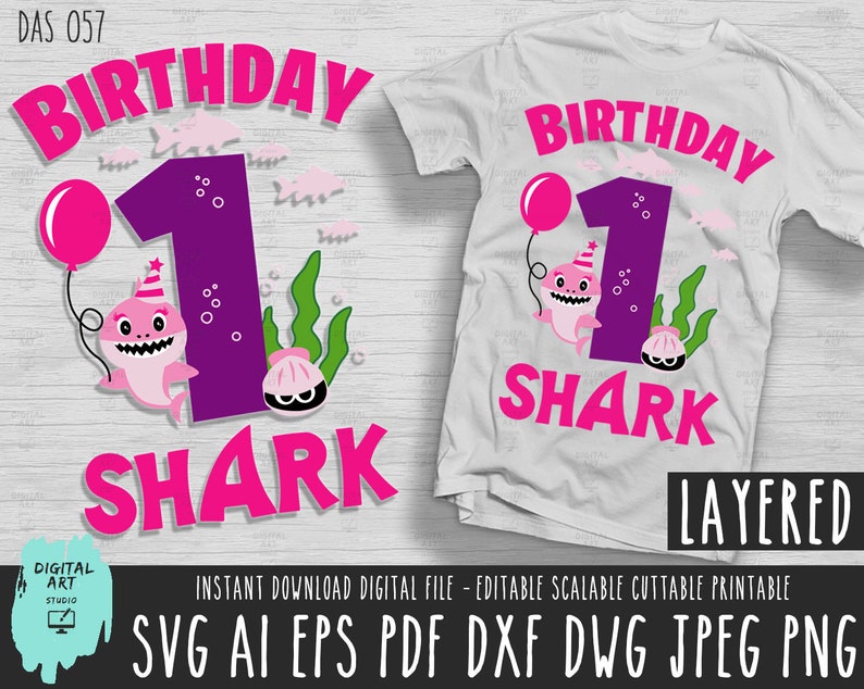Download Shark Girl svg Baby Shark first Birthday 1 year old ...