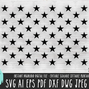 May include: A digital file containing a design of a triangle made of black stars on a white background. The design is suitable for cutting, printing, and crafting projects. The file is available in SVG, AI, EPS, PDF, DXF, DWG, JPEG, and PNG formats.
