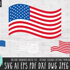 Bandera ondeante estadounidense en capas svg, bandera de onda de EE.UU. Clipart America bandera Cricut Procreate archivo vectorial bandera estadounidense EUA descarga digital 256
