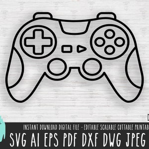 Joypad Controller Umriss SVG, Kommandosymbol Vektordatei, Videospielsymbol Silhouette Cricut Procreate, PS4 5 Gaming digitaler Download PNG 354