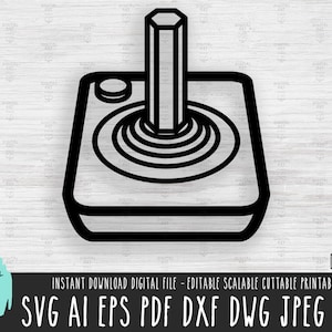 ジョイスティックのアウトライン Atari SVG、コントローラーアイコンのベクターファイル、コマンドビデオゲームのシルエット Cricut Procreate、PS4 ゲームデジタルダウンロード PNG 361