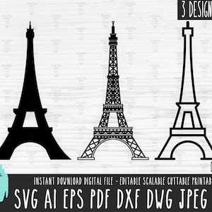 Eiffel TOWER Bundle Svg, EIFFEL Tower Silhouette Vector File, Paris ...