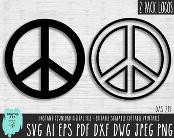 Peace Sign Icon SVG, Outline Silhouette (Digital Download)