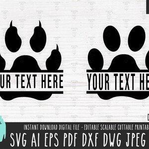 HOND KAT poot Monogram PACK svg Hond Paw vector Paw Cricut Hond voetafdruk png digitale download Dierlijke Monogram gesneden bestand Dierlijke voetafdruk dxf 648