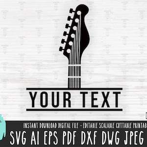 GUITAR Monograma svg MÚSICA monograma archivo vectorial Guitarra Eléctrica Monograma png Lección de Música svg Cricut descarga digital Archivo de corte de guitarra dxf 664