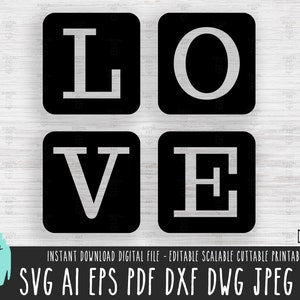 Amour SVG, fichier vectoriel cube amour, script amour Silhouette Cricut Procreate, téléchargement numérique bannière amour Saint-Valentin, pochoir mots amour 367
