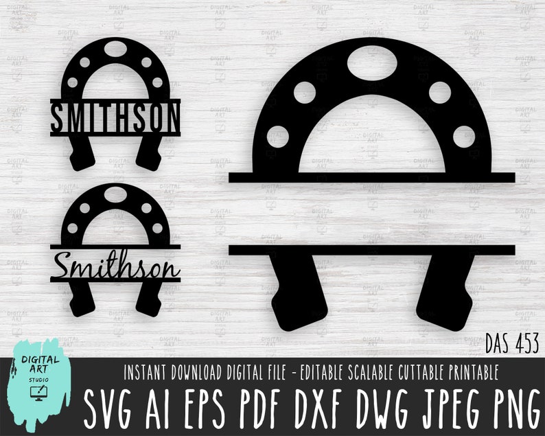 Horseshoe Monogram SVG Horseshoe Digital Download Western Etsy