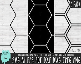 3 Honeycomb pattern pack SVG | Honeycomb vector file | Hexagon background Cricut/Silhouette/Procreate Honeycomb outline digital download 246