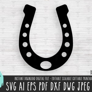 Fer à cheval SVG, téléchargement numérique de fer à cheval, fichier vectoriel de chaussure Western, clipart chaussure Animal Cricut Silhouette, chaussure de rodéo cheval png jpg svg 440