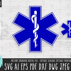 Ícone de estrela da vida em camadas SVG, arquivo vetorial de símbolo de cuidados médicos, estrela da vida Cricut/Silhouette/Procreate, download digital de estrela de serpente 231