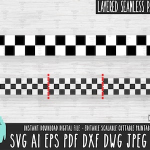 チェック柄 SVG、白黒シームレスベクター（デジタルダウンロード）