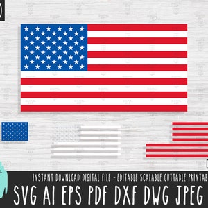 Bandera estadounidense en capas svg, bandera de EE.UU. Clipart Silhouette America bandera Cricut Procreate archivo vectorial Bandera estadounidense EUA descarga digital 255