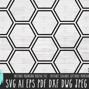 Oddzielony wzór plastra miodu SVG Plik wektorowy plastra miodu Tło sześciokątne Cricut/Sylwetka/Procreate Kontur plastra miodu pobieranie cyfrowe 249