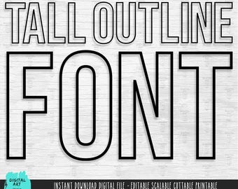 Letras y números delgados en formato SVG, alfabeto para Canva y Cricut (descarga digital)