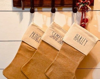 Personalized Burlap Holiday Stockings