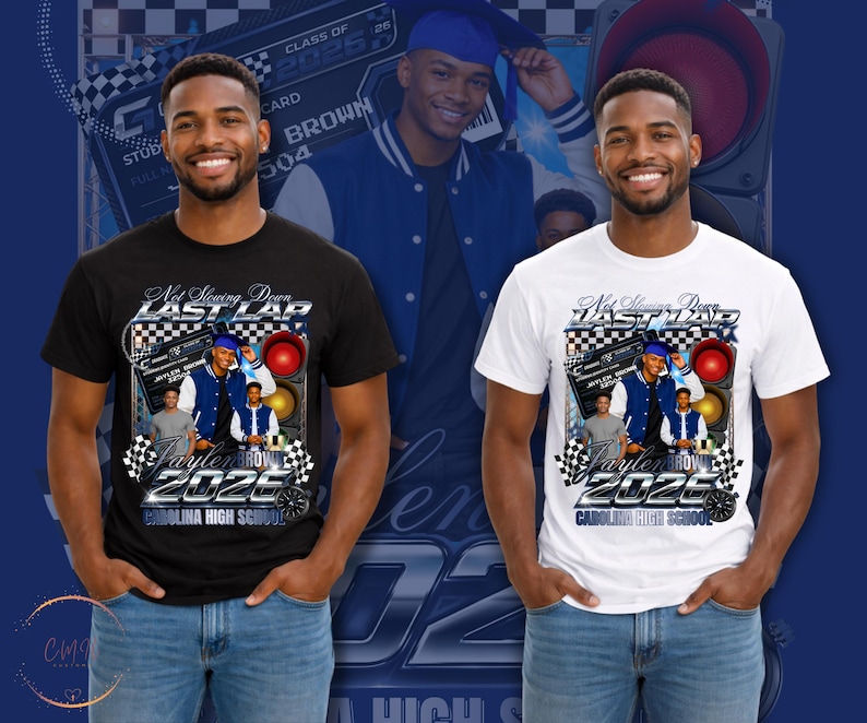 Mall för examensskjorta för sista varvet | Redigerbar mall | T-shirtdesign för seniorer 2026 | Anpassad examensskjorta med foto | Digital nedladdning bild 2