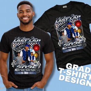 Mall för examensskjorta för sista varvet | Redigerbar mall | T-shirtdesign för seniorer 2026 | Anpassad examensskjorta med foto | Digital nedladdning bild 1