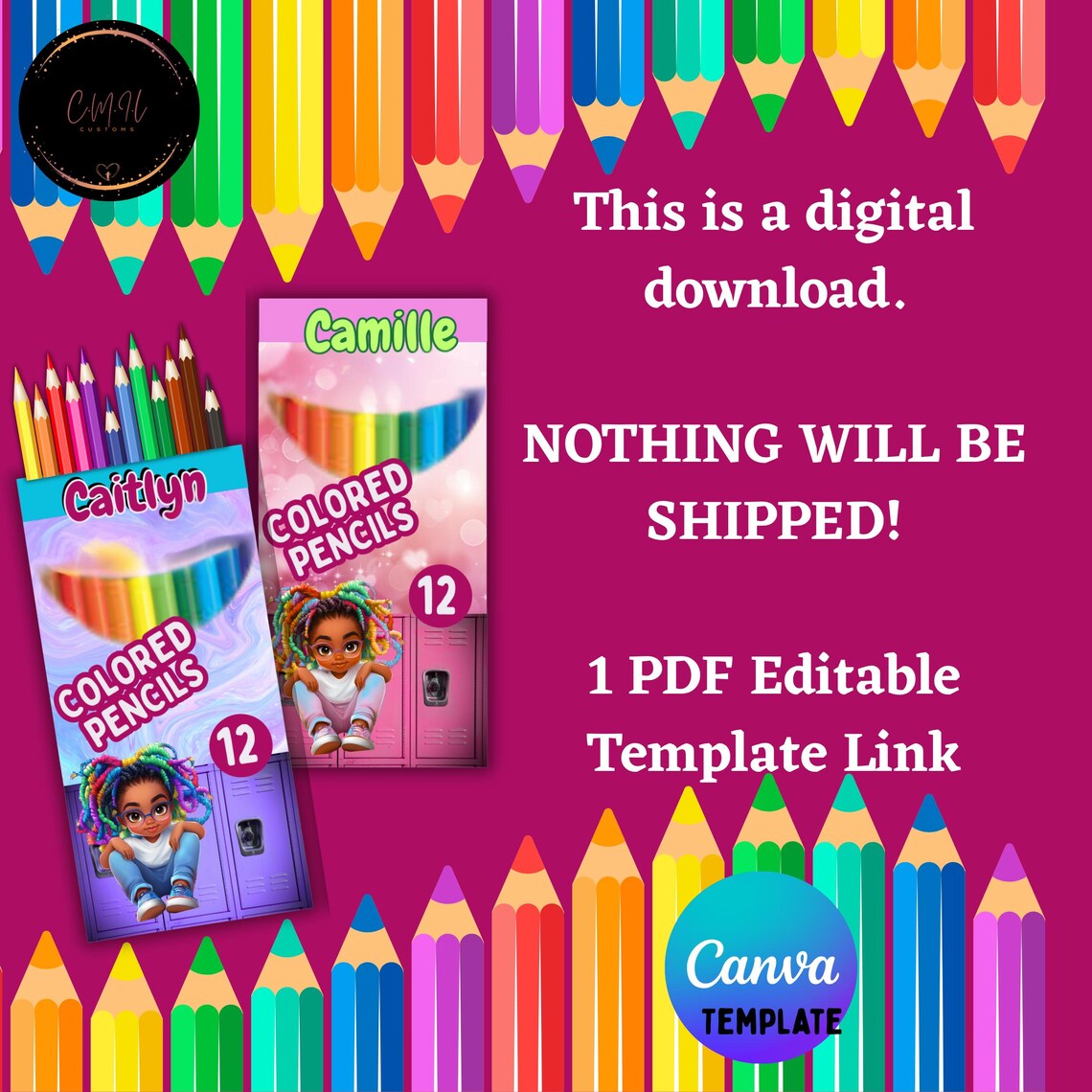 Editable Colored Pencil Box Cover | Back to School Canva Template | DIY ...