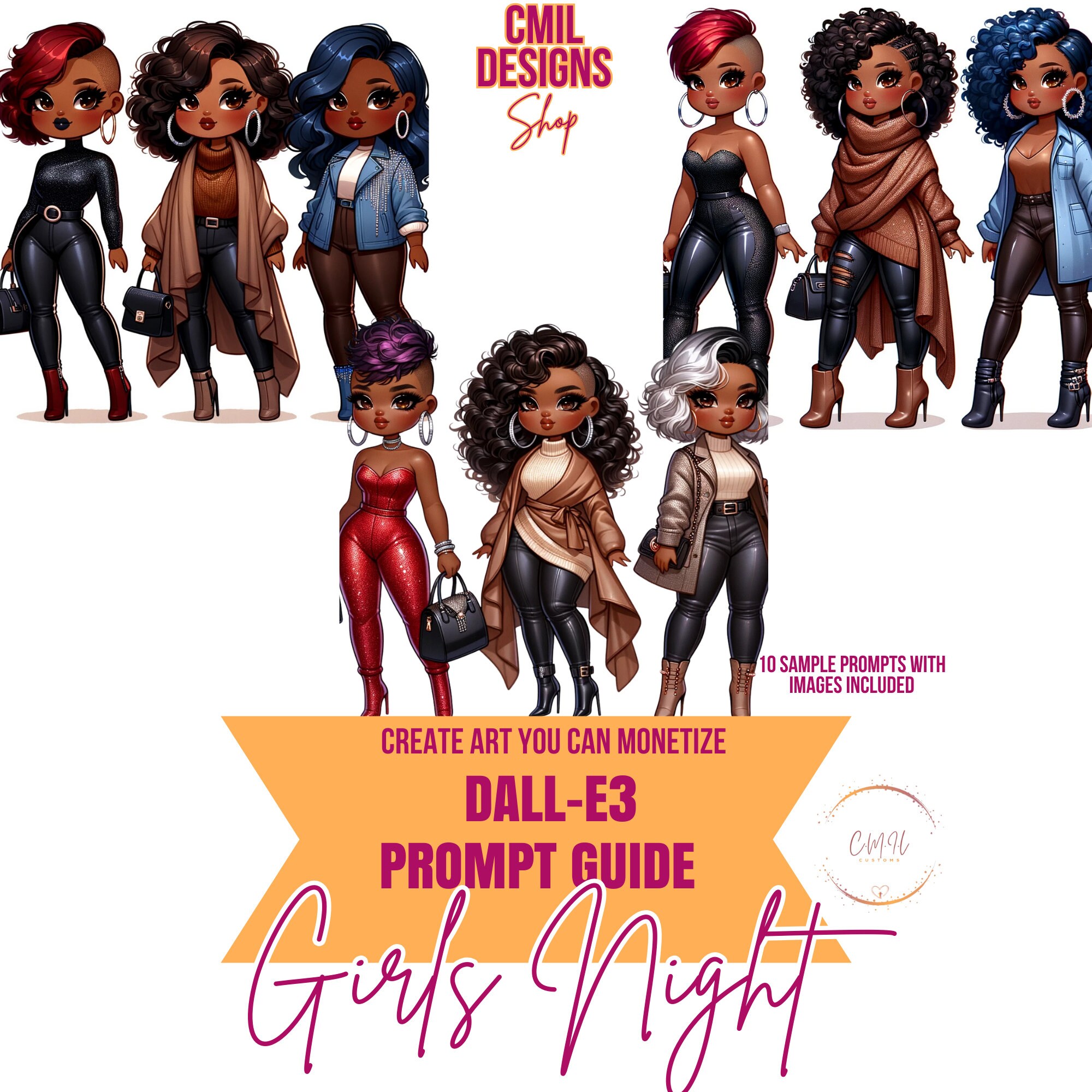 Dall-e3 & Chatgpt V4 Ai Art Prompt Guide chibi Girls Night10 Sample ...