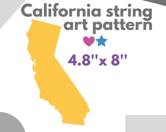 California DIY State String Art Pattern 10 X 8 Hearts &amp; Stars Included ...