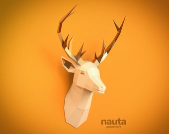 Deer Papercraft Head / Low Poly / 3D papercraft / Animal Trophy / Paper Sculpture / DIY gift / Home decor / Origami animal / PDF