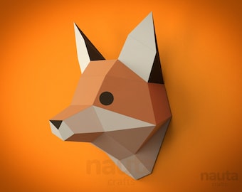 Plantilla PDF Fox Papercraft / Low Poly / Fox Paper / Fox Head / Fox Origami / Fox 3D / Woodland animal