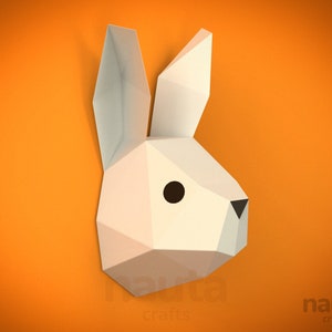 Bunny Paper Craft Head / Pascua / Simple / Easy / Origami / 3D papercraft / PDF Download / DIY / Low Poly / Trophy / Paper Sculpture / Kid