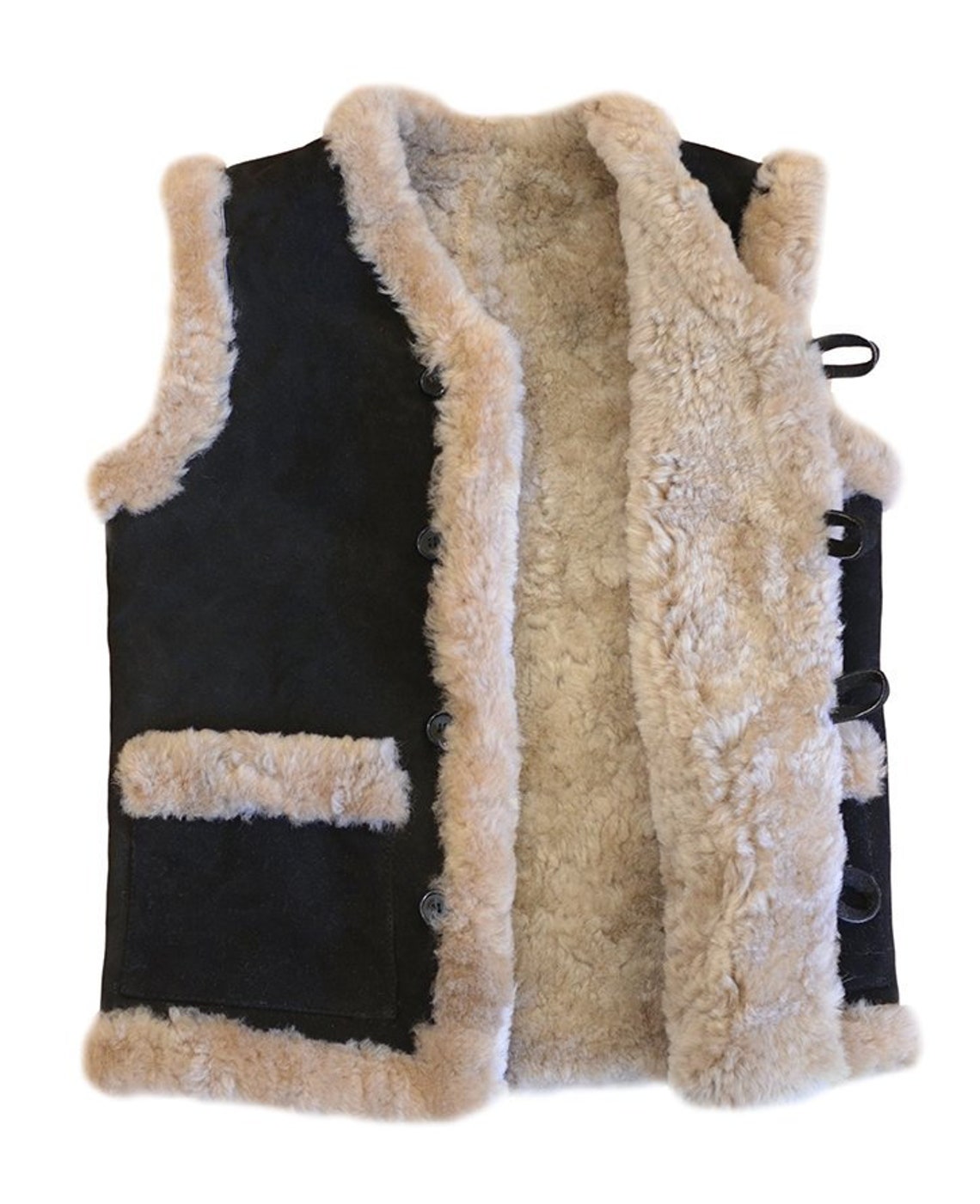Brown Sheepskin Women's Vest With Sheepskin Fur / Etsy