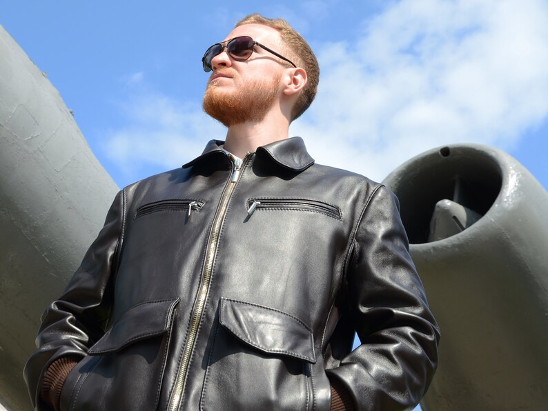 Brown Soft Leather Crew Jacket Crew Jacket Outwear for Crew Natural Leather Coat