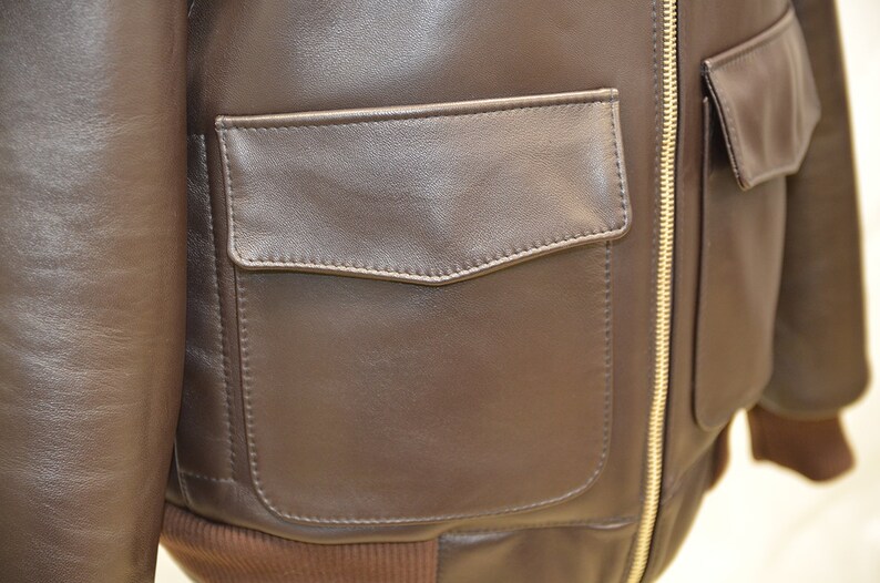 Brown Soft Leather Crew Jacket Crew Jacket Outwear for Crew Natural Leather Coat